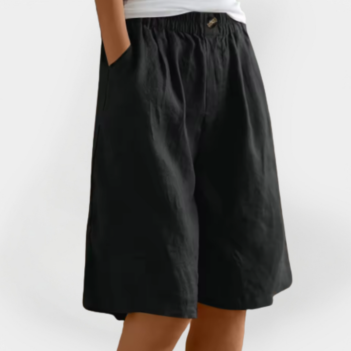 Pantalones cortos de lino con bolsillos