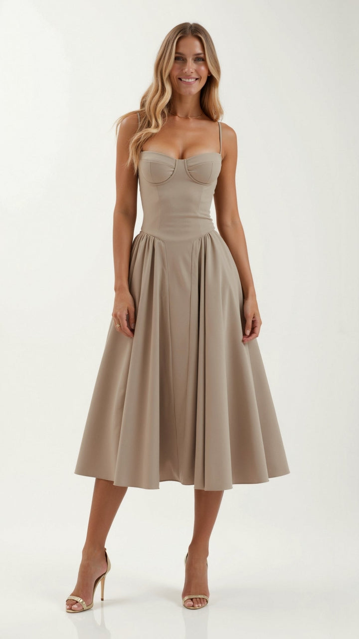 Odette Elegancia | Vestido midi con corsé estructurado