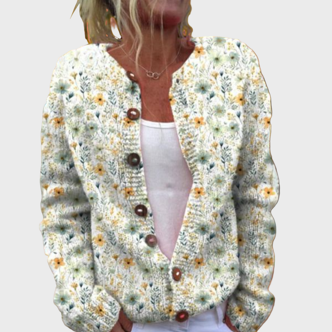 Chaleco de punto con diseño de flores