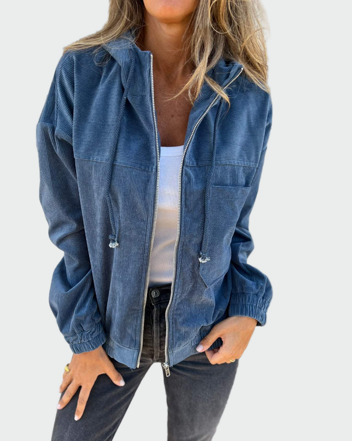 Chaqueta con textura de terciopelo con rayas