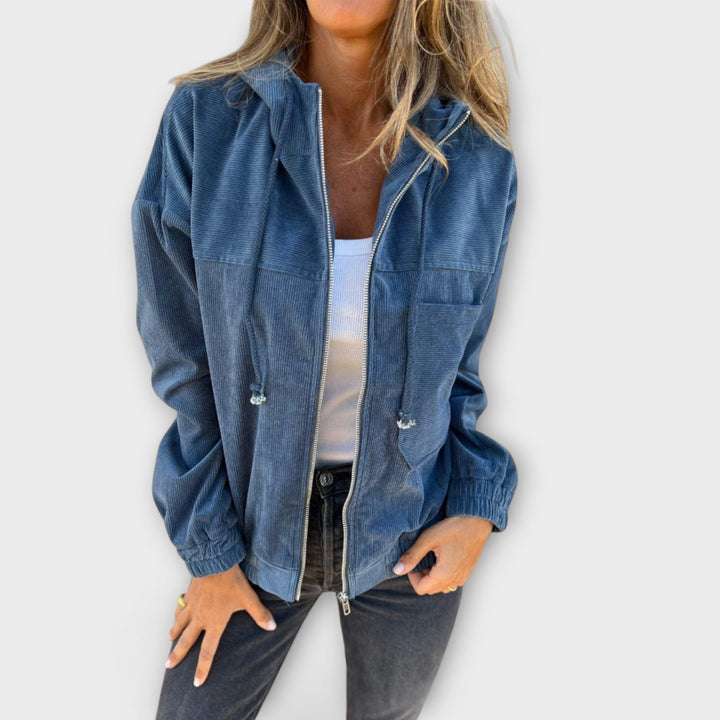 Ellas | Sudadera con capucha de tela acolchada con cremallera