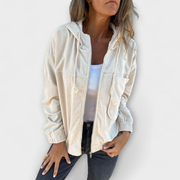 Ellas | Sudadera con capucha de tela acolchada con cremallera