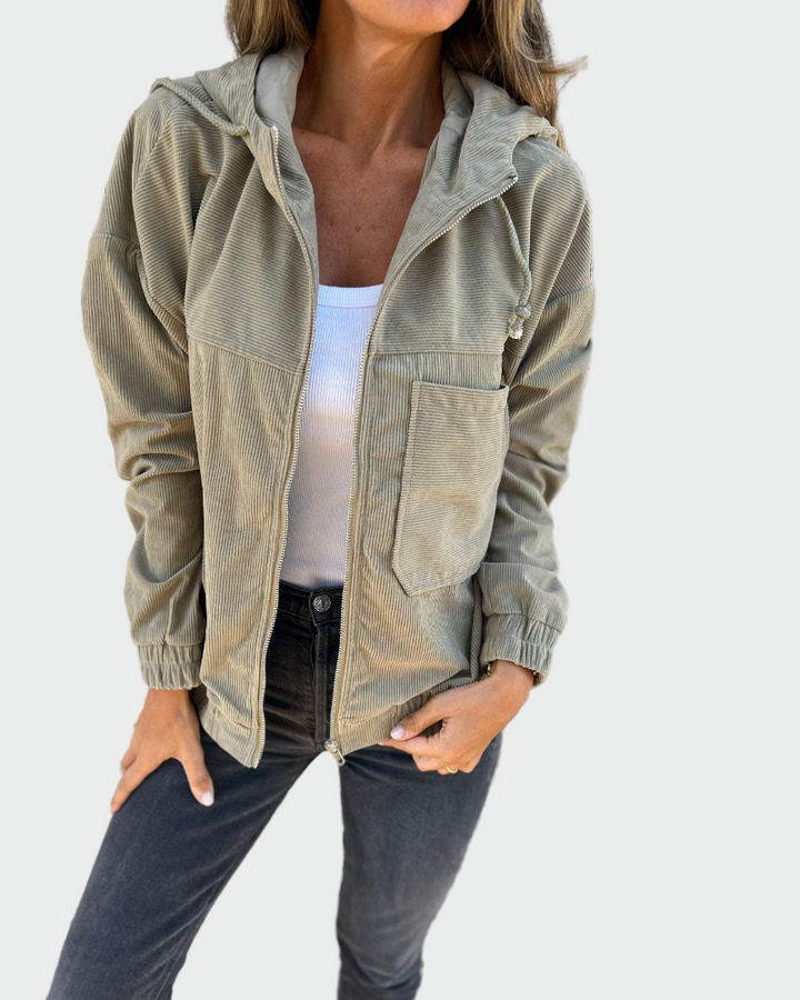 Chaqueta con textura de terciopelo con rayas