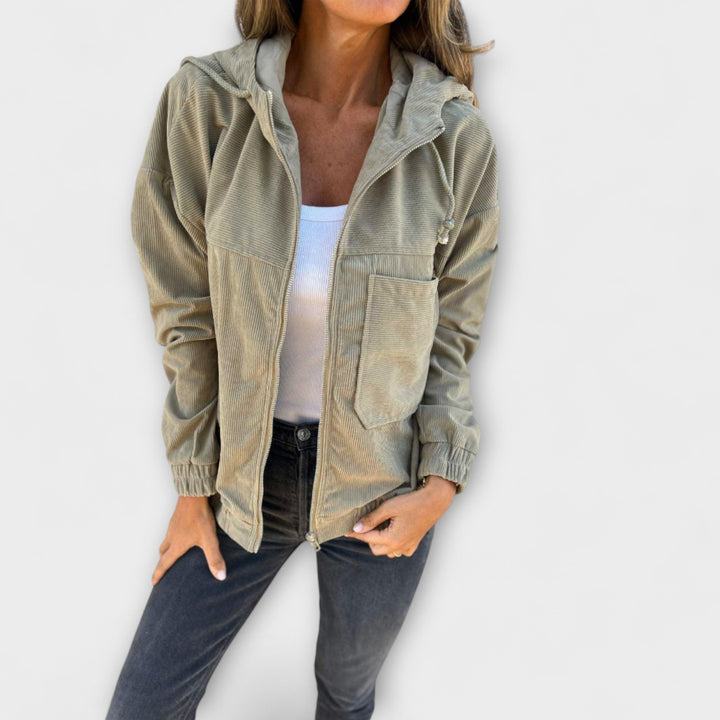 Ellas | Sudadera con capucha de tela acolchada con cremallera