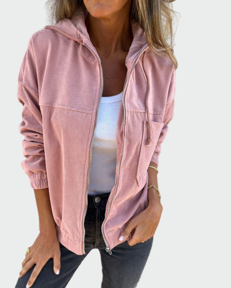 Chaqueta con textura de terciopelo con rayas