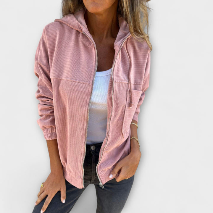 Ellas | Sudadera con capucha de tela acolchada con cremallera