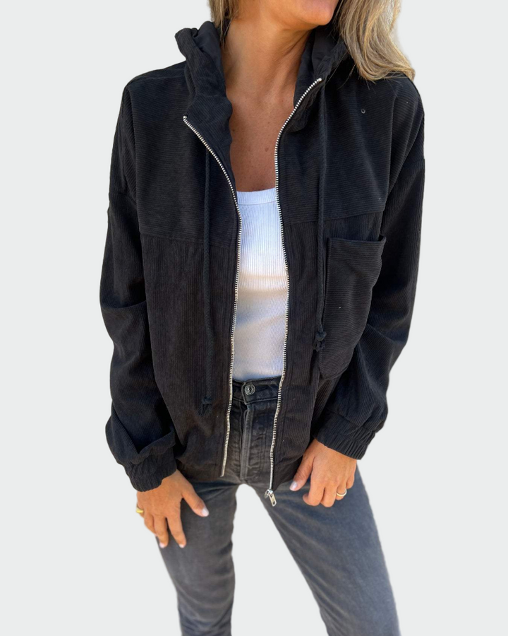 Chaqueta con textura de terciopelo con rayas