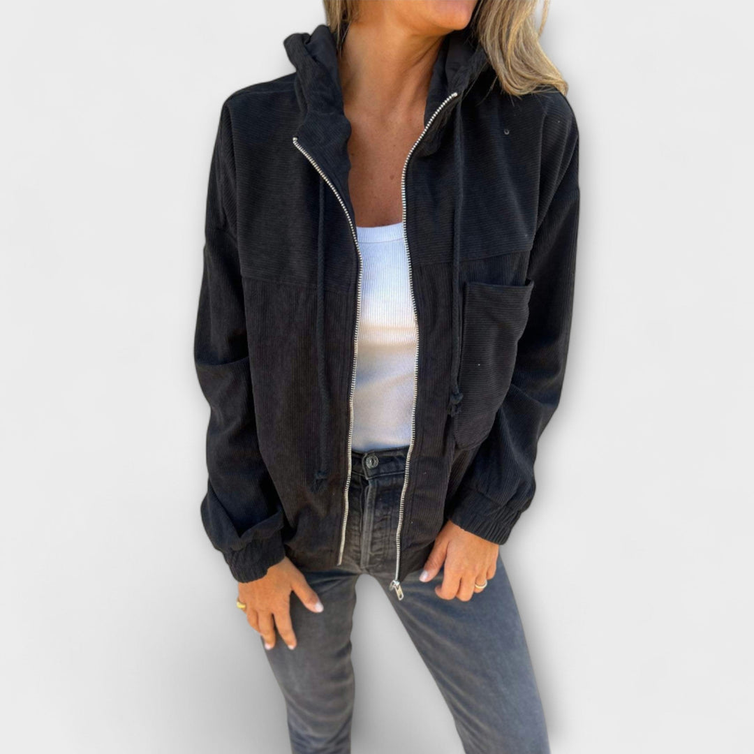 Ellas | Sudadera con capucha de tela acolchada con cremallera