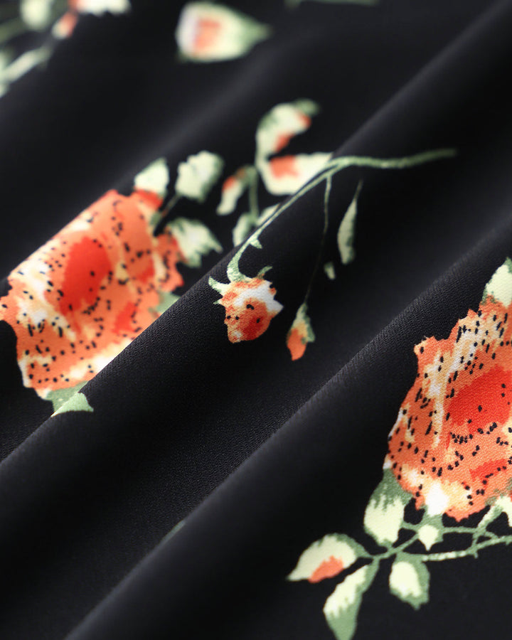 Gloria | Vestido Midi Negro Floral