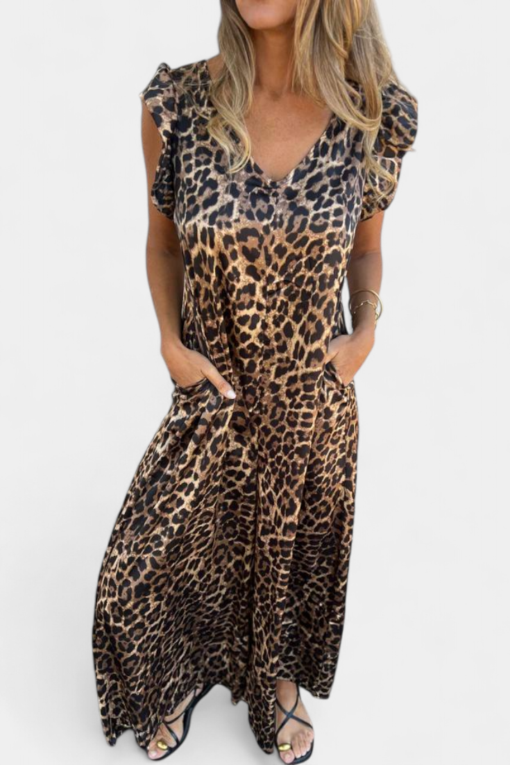 Isela | Mono de Cuello en V con Estampado de Leopardo