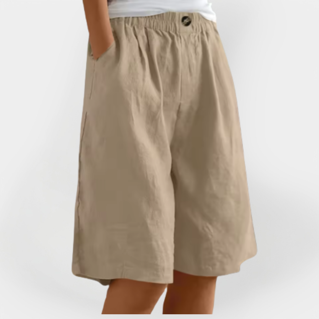 Pantalones cortos de lino con bolsillos