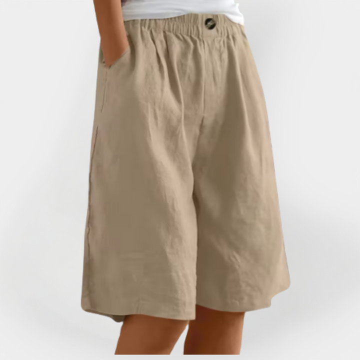 Pantalones cortos de lino con bolsillos