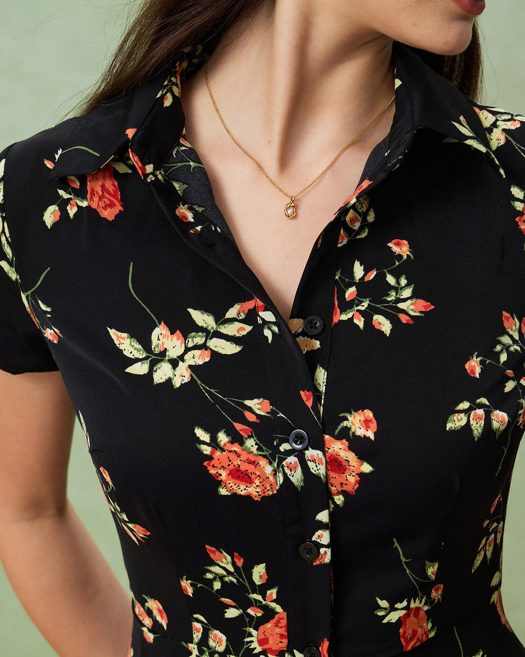 Gloria | Vestido Midi Negro Floral