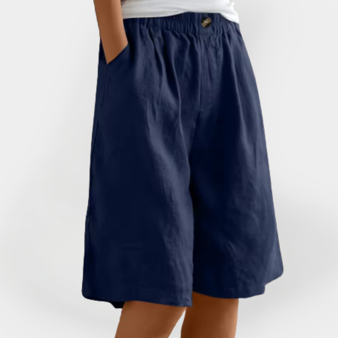 Pantalones cortos de lino con bolsillos