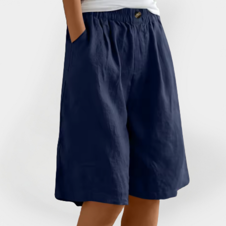 Pantalones cortos de lino con bolsillos