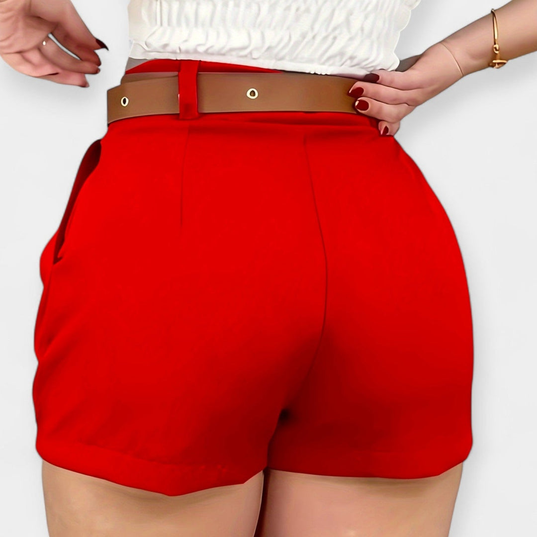 Pantalones cortos plisados de alta cintura