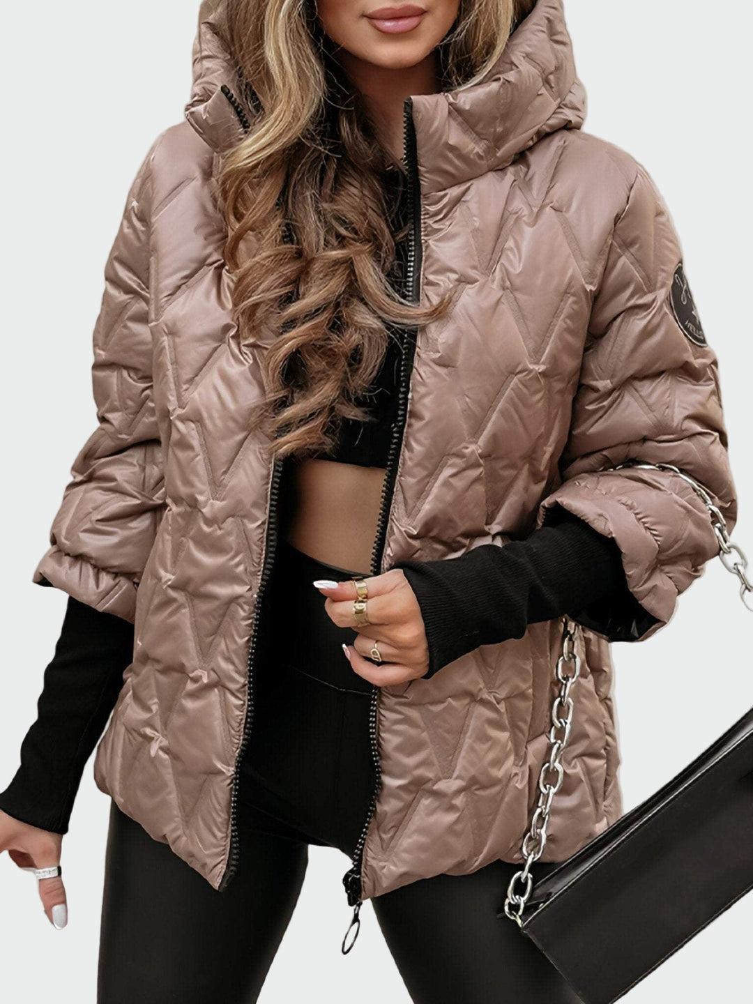 Chaqueta de algodón con capucha y mangas largas con diseño acolchado