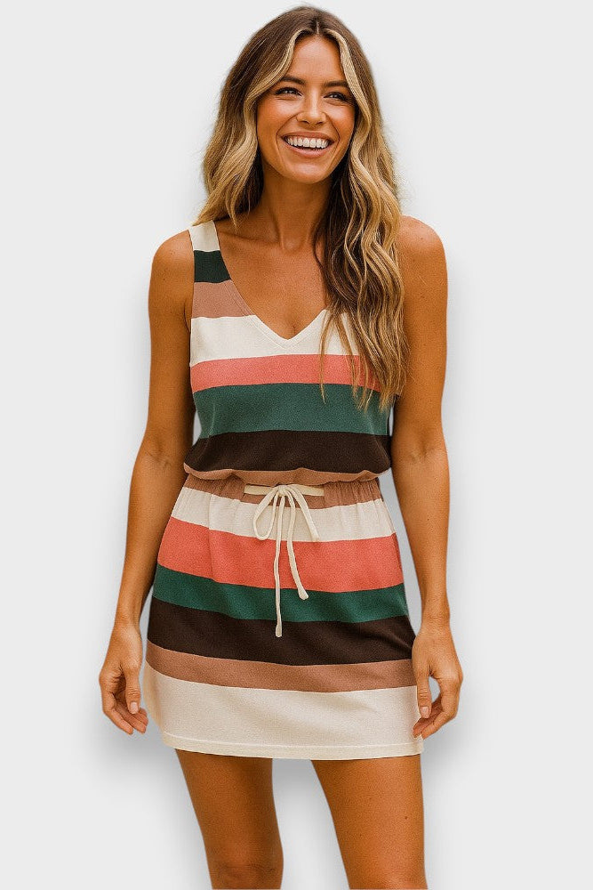 Jemma | Vestido Mini con Estampado de Riscas