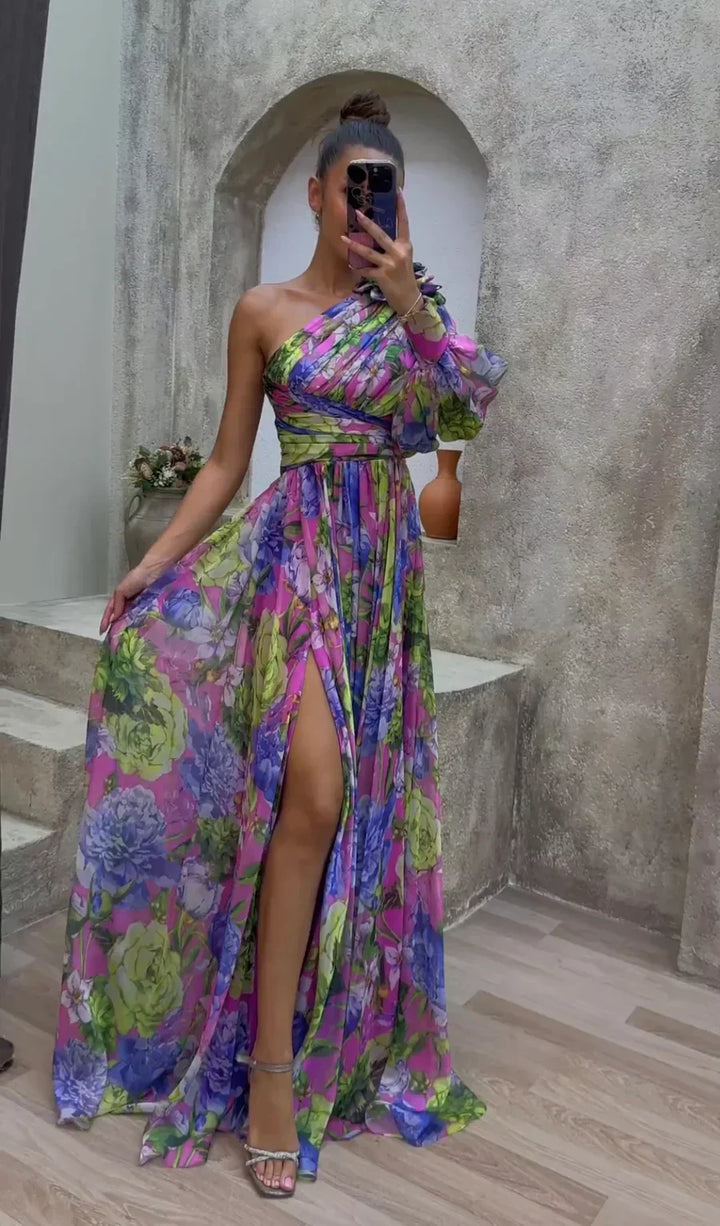 Whitney | Vestido Elegante y Fluyente de Hombro para Eventos de Verano