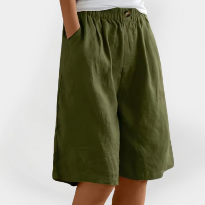 Pantalones cortos de lino con bolsillos