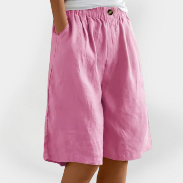 Pantalones cortos de lino con bolsillos