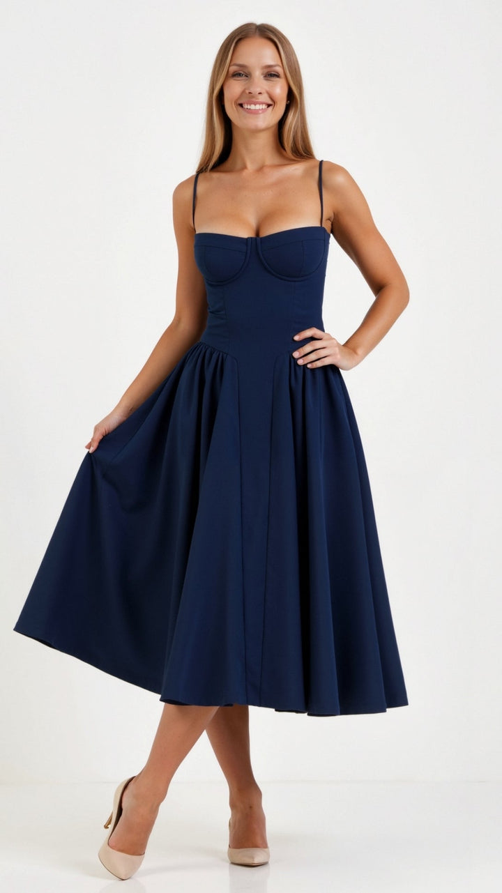 Odette Elegancia | Vestido midi con corsé estructurado