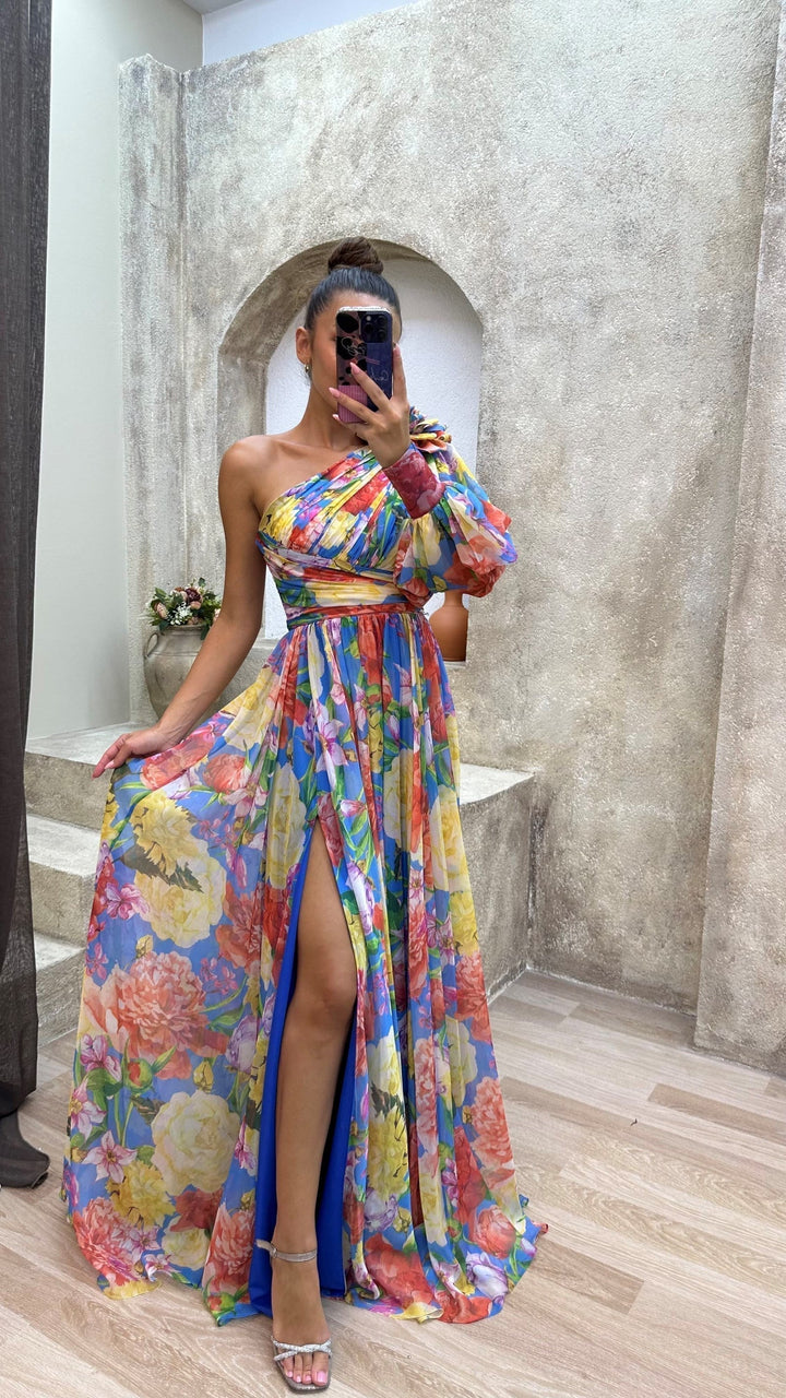 Whitney | Vestido Elegante y Fluyente de Hombro para Eventos de Verano