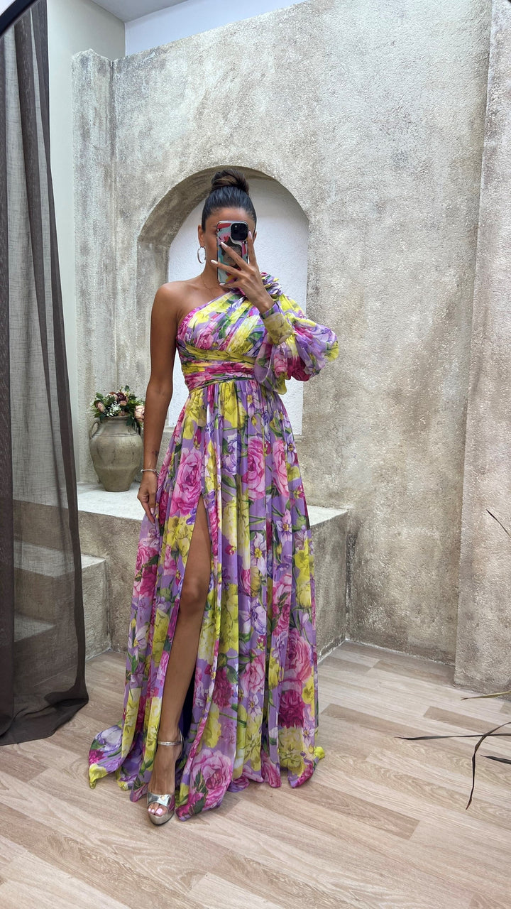 Whitney | Vestido Elegante y Fluyente de Hombro para Eventos de Verano