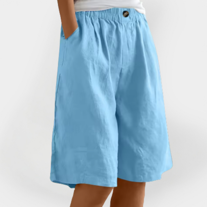 Pantalones cortos de lino con bolsillos