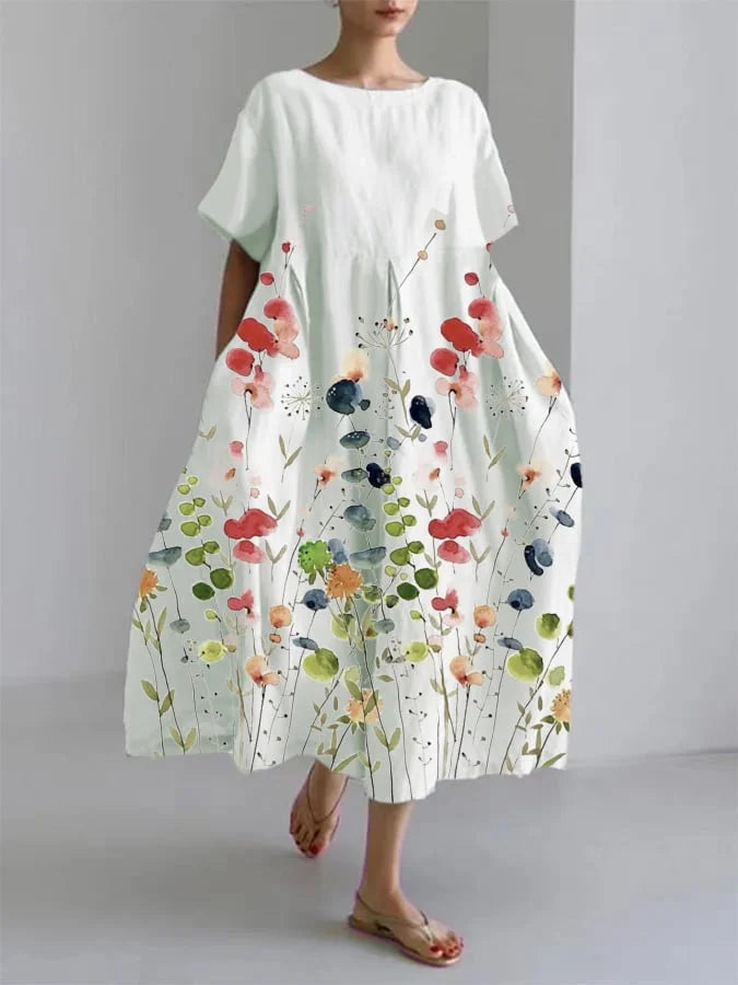 LILIANA | Vestido largo casual con libertad de movimiento y estilo floral para los días de verano