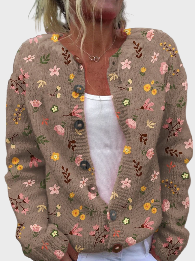 Chaleco de punto con diseño de flores