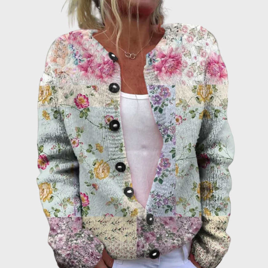 Chaleco de punto con diseño de flores