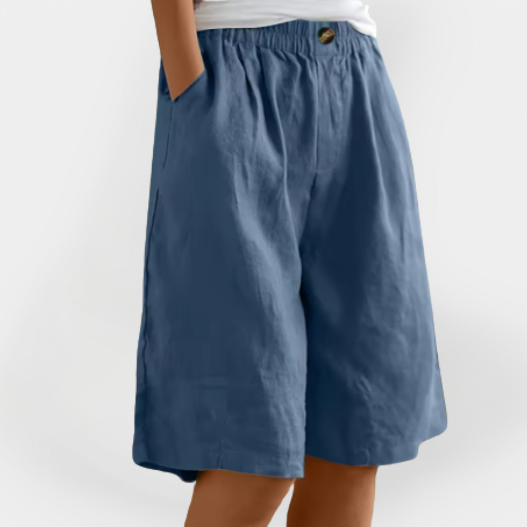 Pantalones cortos de lino con bolsillos