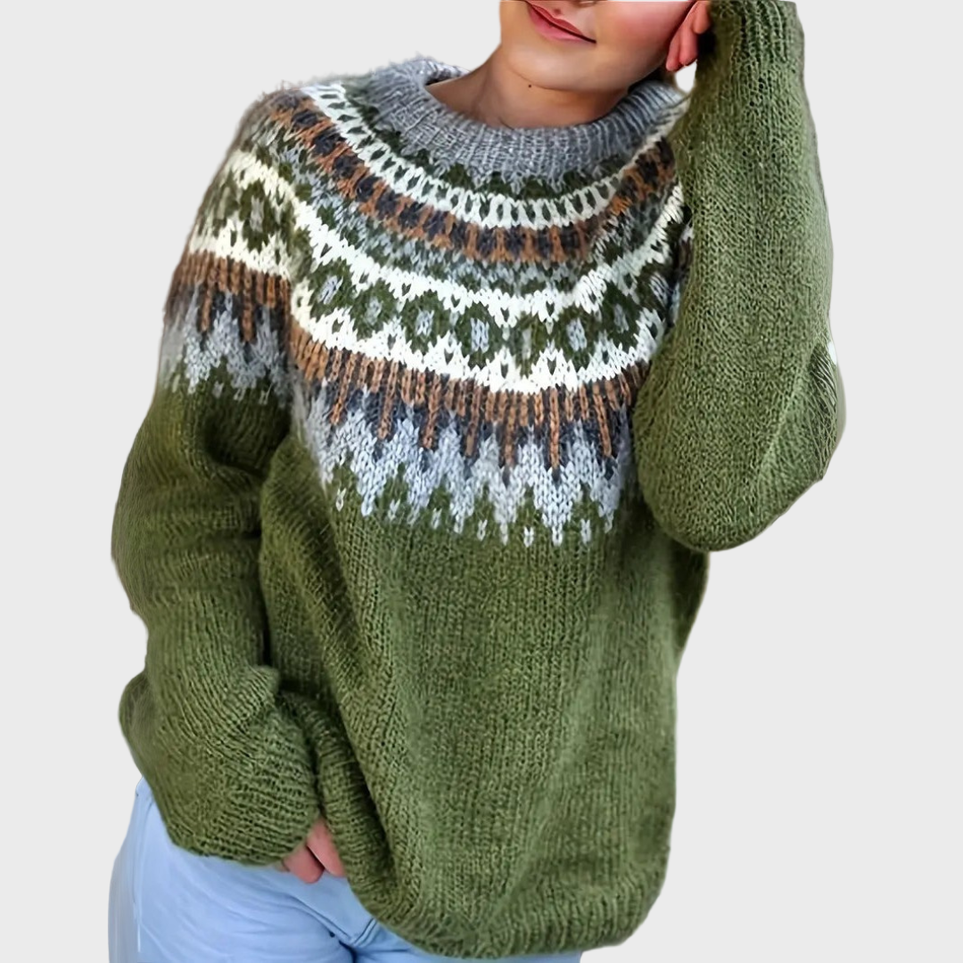 Suéter de punto suave con cuello alto y diseño