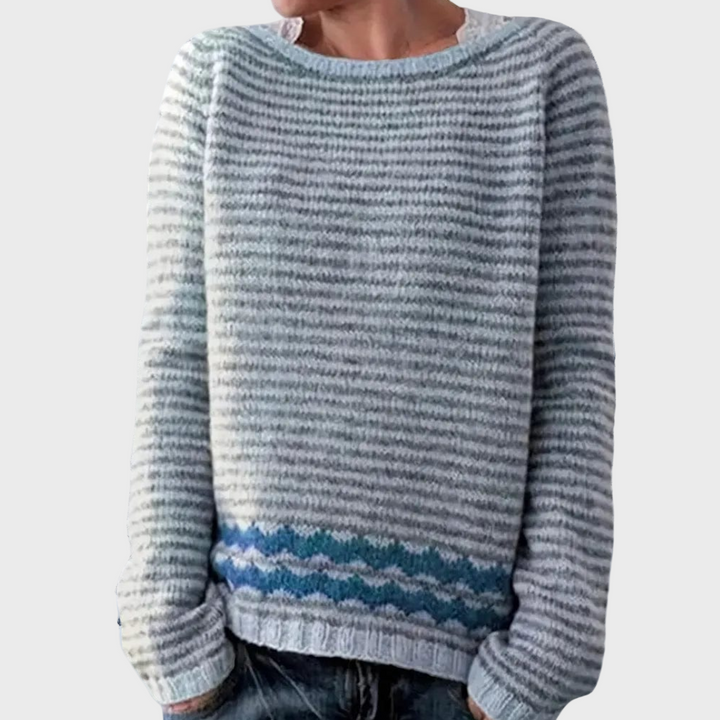 Cuello alto de punto con diseño a rayas