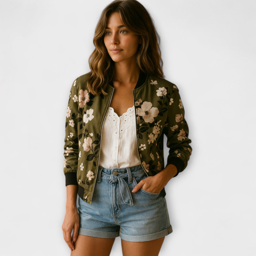 Kaelin - Chaqueta bómber con estilo y flores