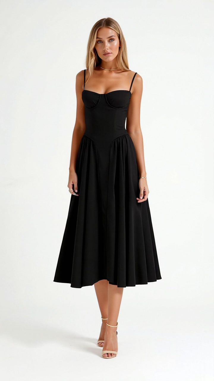 Odette Elegancia | Vestido midi con corsé estructurado