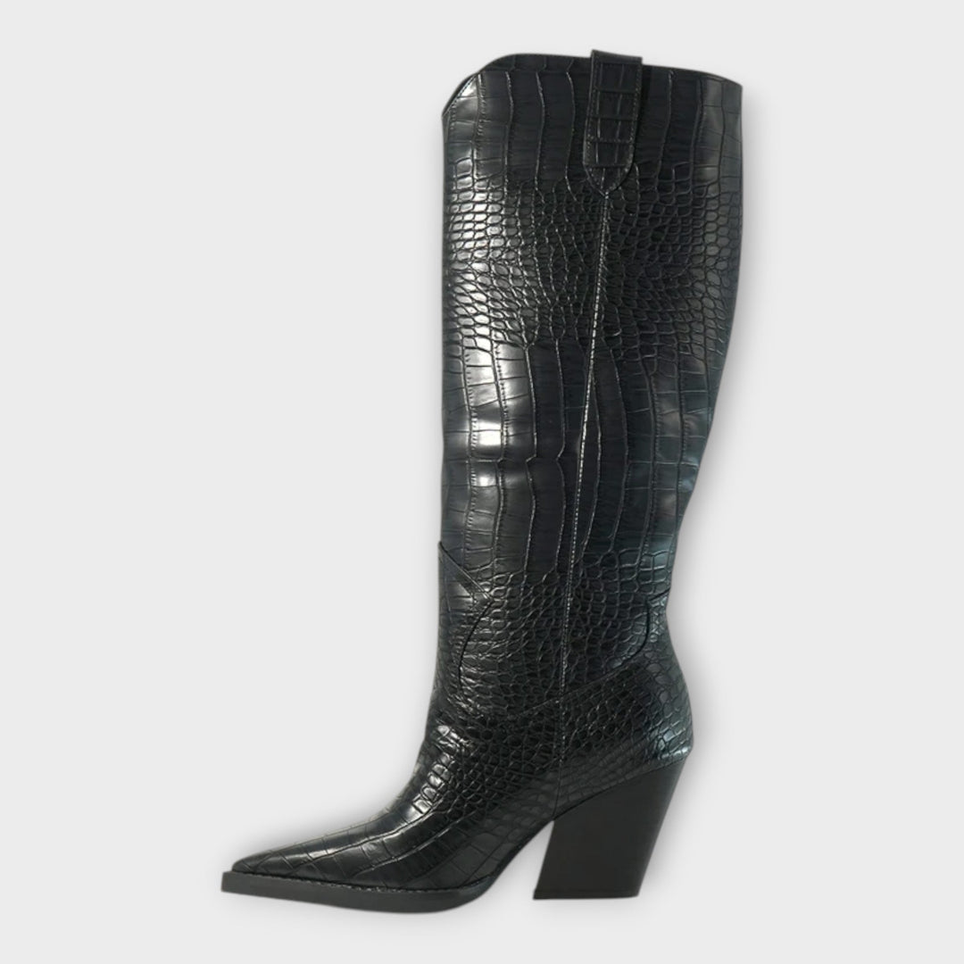 Botas con diseño de cocodrilo y tacón elegante