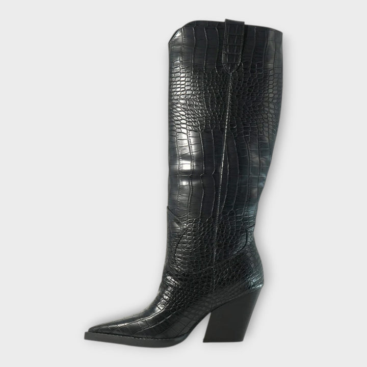 Botas con diseño de cocodrilo y tacón elegante