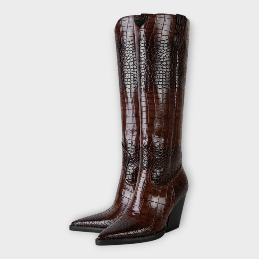 Botas con diseño de cocodrilo y tacón elegante