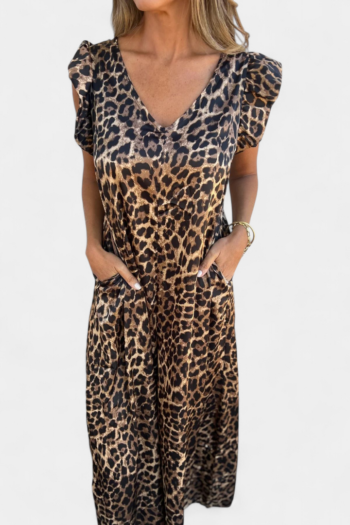 Isela | Mono de Cuello en V con Estampado de Leopardo