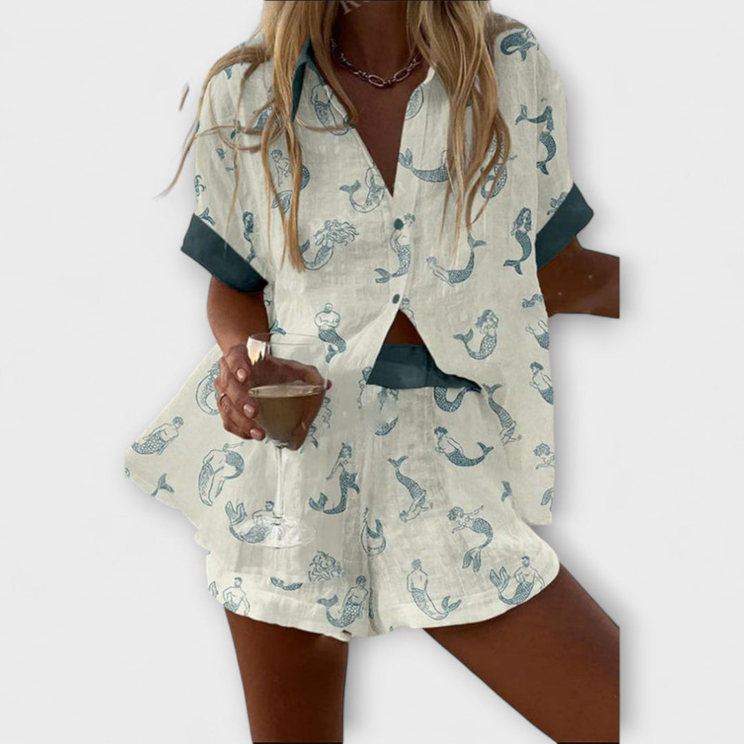 Camila| Conjunto Jalira Estampado de Sirena Ligero y Transpirable