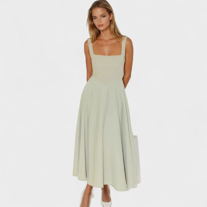 Maribel - Vestido Midi con Escote Cuadrado