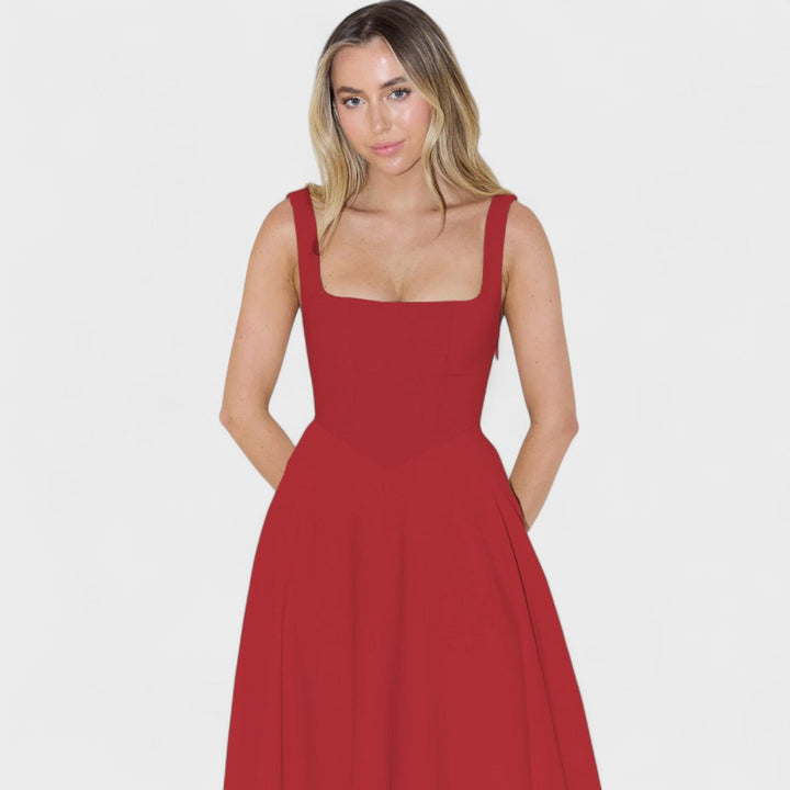 Maribel - Vestido Midi con Escote Cuadrado