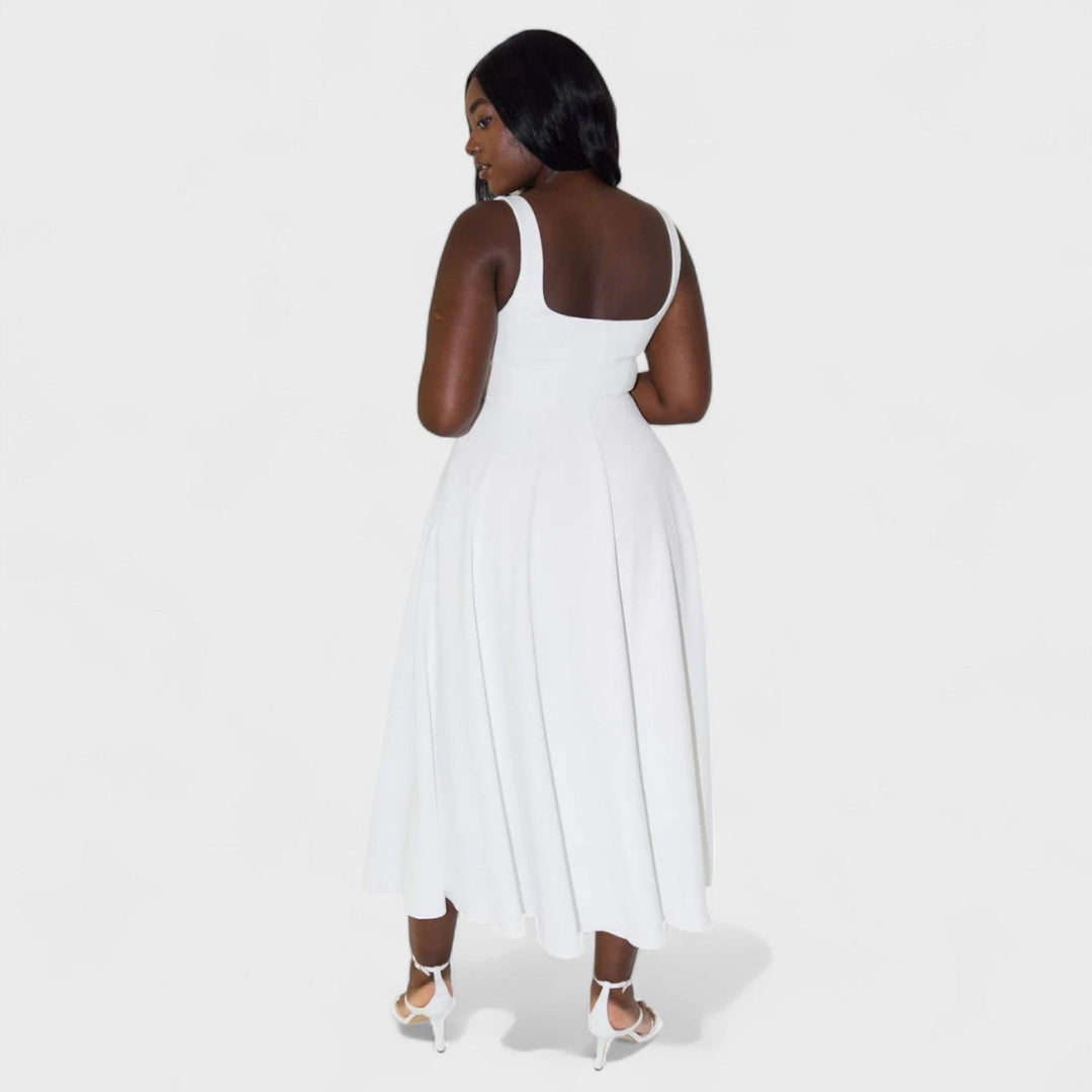 Maribel - Vestido Midi con Escote Cuadrado