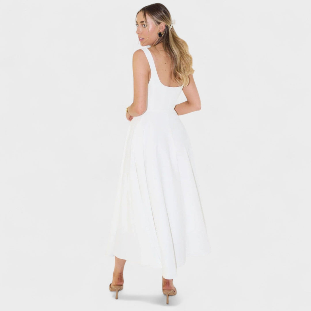 Maribel - Vestido Midi con Escote Cuadrado