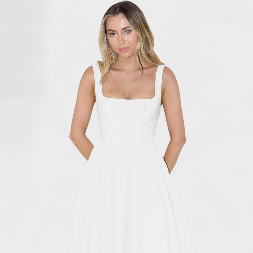 Maribel - Vestido Midi con Escote Cuadrado
