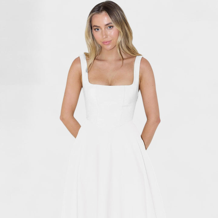 Maribel - Vestido Midi con Escote Cuadrado