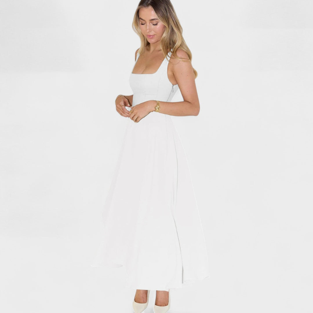 Maribel - Vestido Midi con Escote Cuadrado