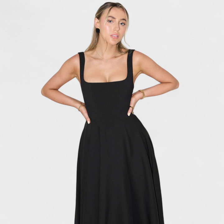 Maribel - Vestido Midi con Escote Cuadrado
